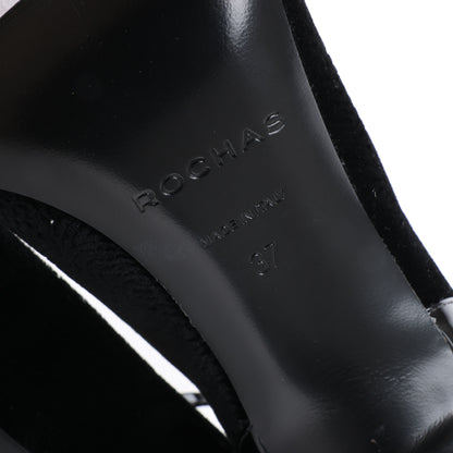 ROCHAS Pumps aus Samt und Lackleder in Schwarz, Größe 37 EU