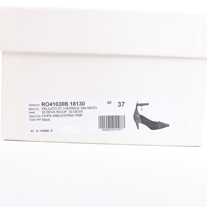 ROCHAS Pumps aus Samt und Lackleder in Schwarz, Größe 37 EU