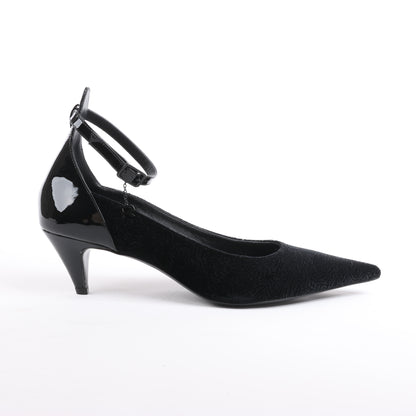 ROCHAS Pumps aus Samt und Lackleder in Schwarz, Größe 37 EU