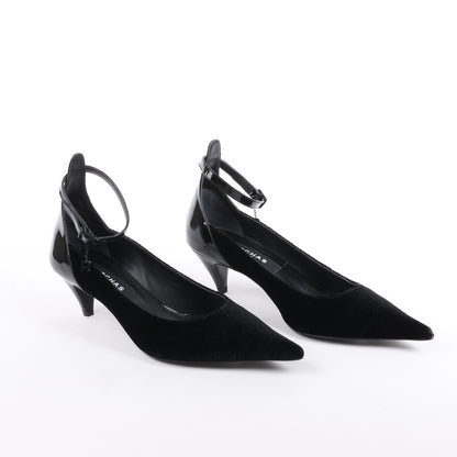 ROCHAS Pumps aus Samt und Lackleder in Schwarz, Größe 37 EU