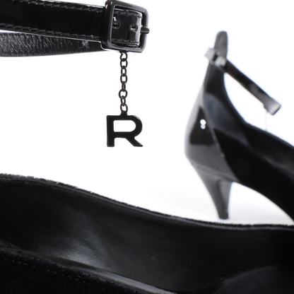 ROCHAS Pumps aus Samt und Lackleder in Schwarz, Größe 37 EU