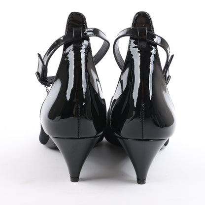 ROCHAS Pumps aus Samt und Lackleder in Schwarz, Größe 37 EU