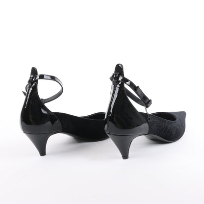 ROCHAS Pumps aus Samt und Lackleder in Schwarz, Größe 37 EU