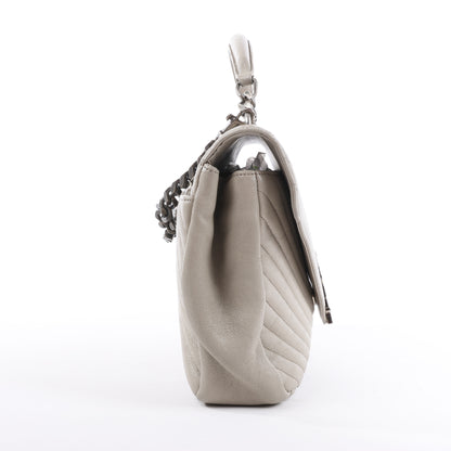 Saint Laurent Paris College Leather Chain Shoulder Bag in Gray 392738