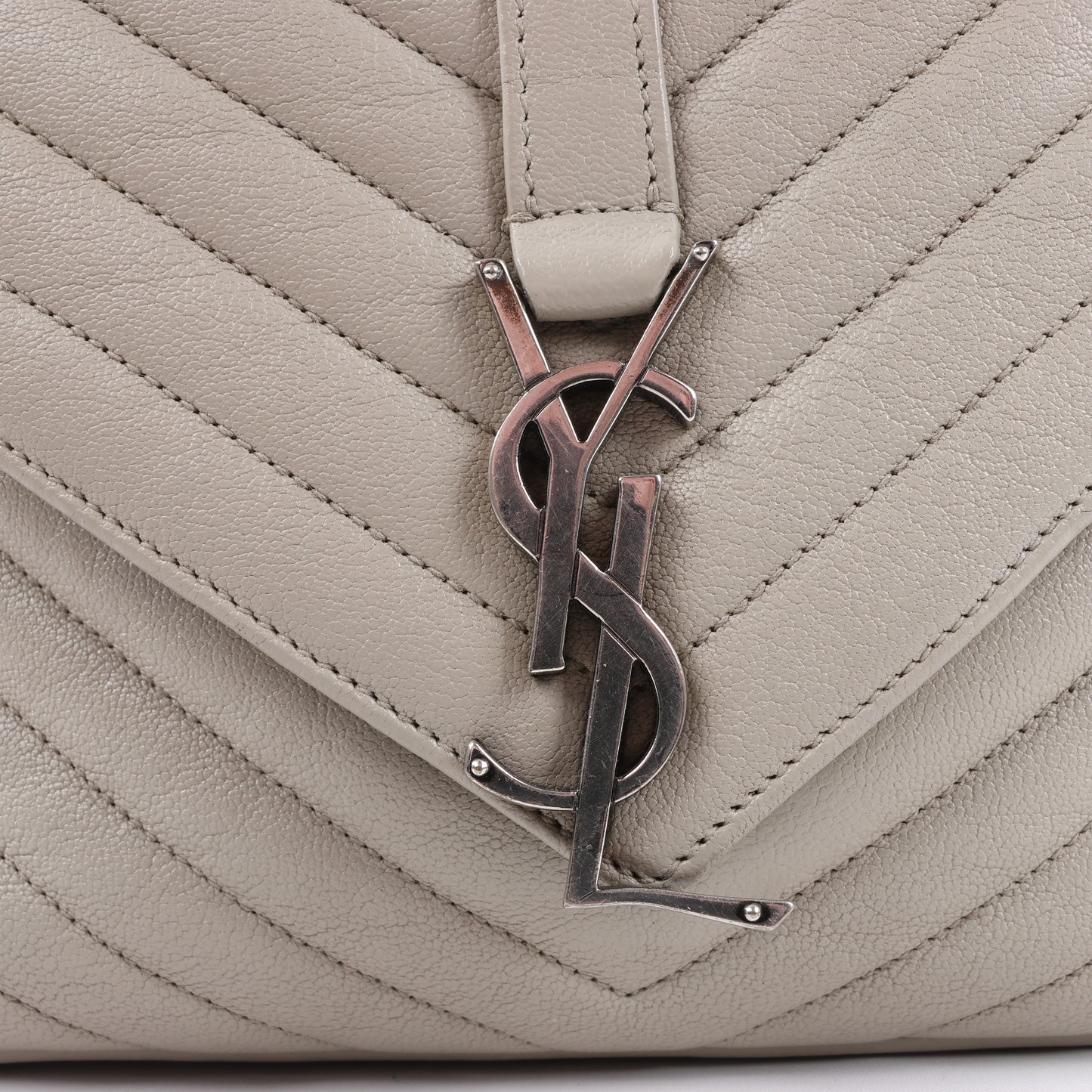 Saint Laurent Paris College Leather Chain Shoulder Bag in Gray 392738