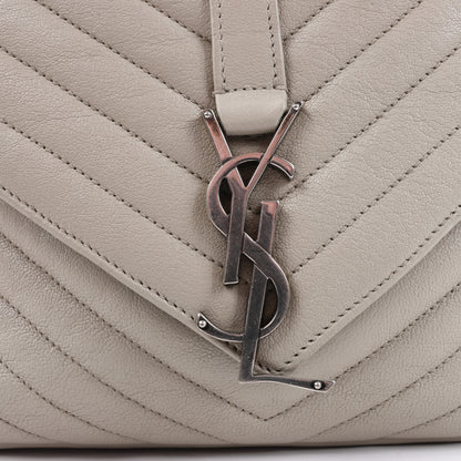Saint Laurent Paris College Leather Chain Shoulder Bag in Gray 392738