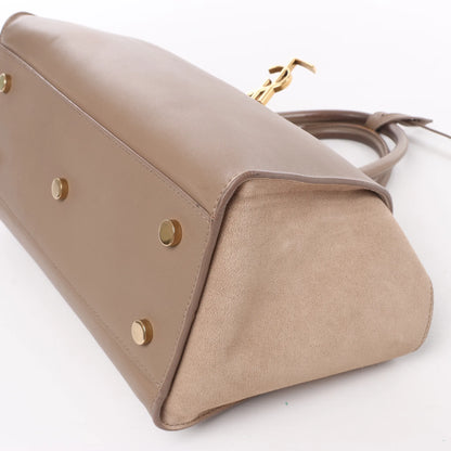 Sac à main Cabas en cuir et daim marron Saint Laurent Paris Downtown