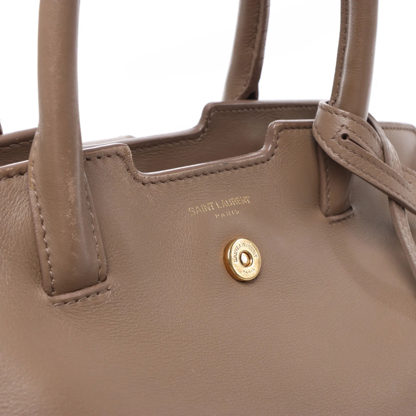 Sac à main Cabas en cuir et daim marron Saint Laurent Paris Downtown