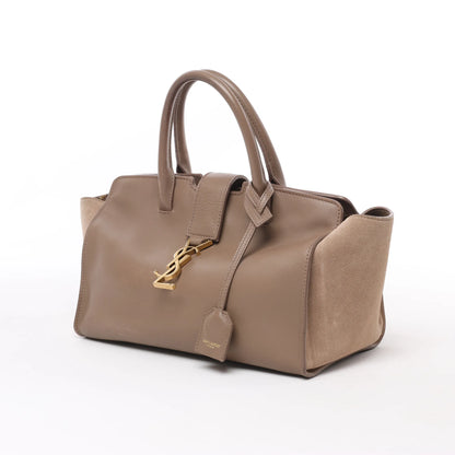 Sac à main Cabas en cuir et daim marron Saint Laurent Paris Downtown
