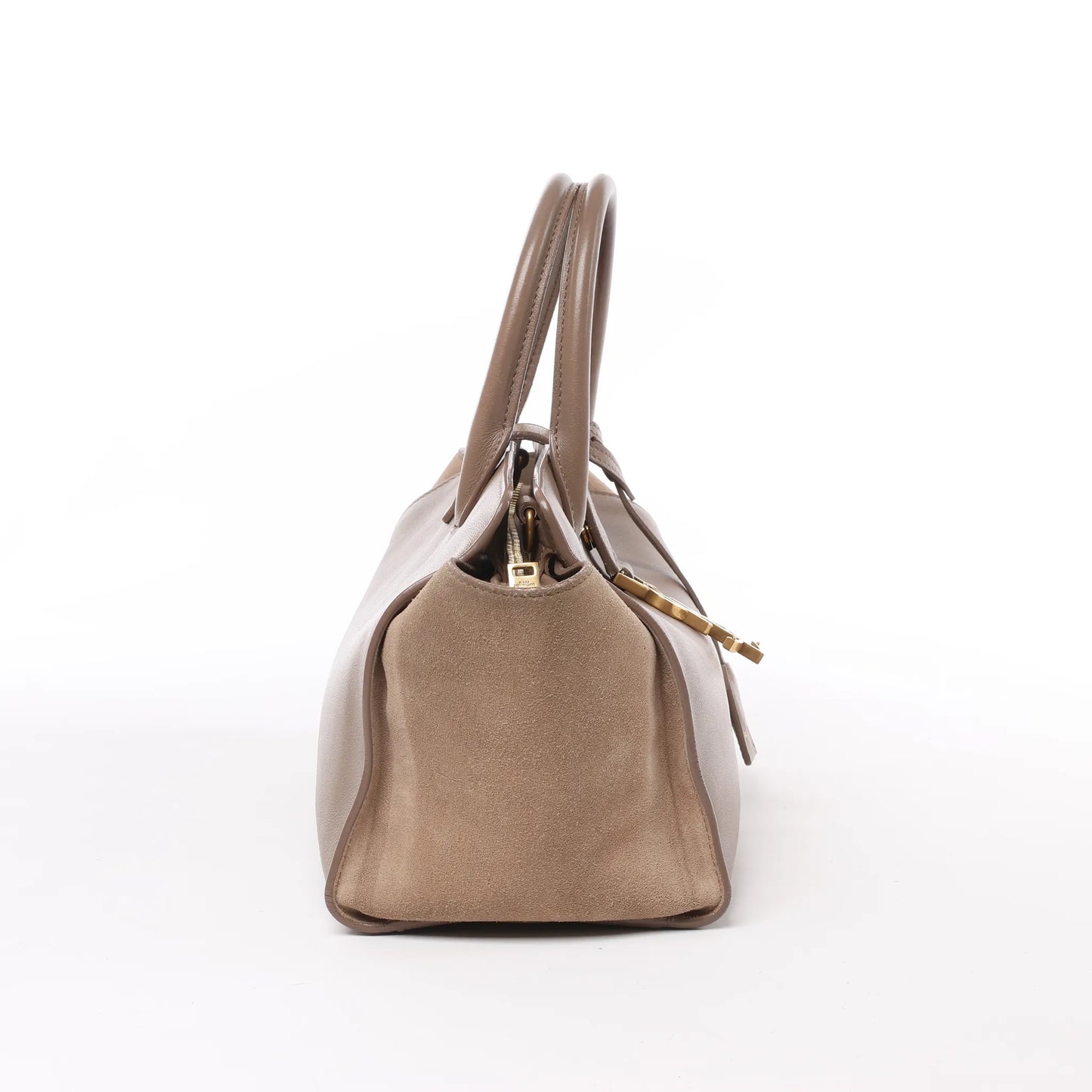 Sac à main Cabas en cuir et daim marron Saint Laurent Paris Downtown
