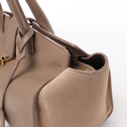 Sac à main Cabas en cuir et daim marron Saint Laurent Paris Downtown