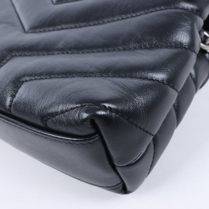 Sac bandoulière Loulou en cuir noir Saint Laurent Paris 467072