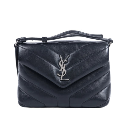 Sac bandoulière Loulou en cuir noir Saint Laurent Paris 467072