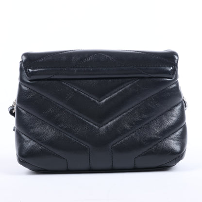 Sac bandoulière Loulou en cuir noir Saint Laurent Paris 467072