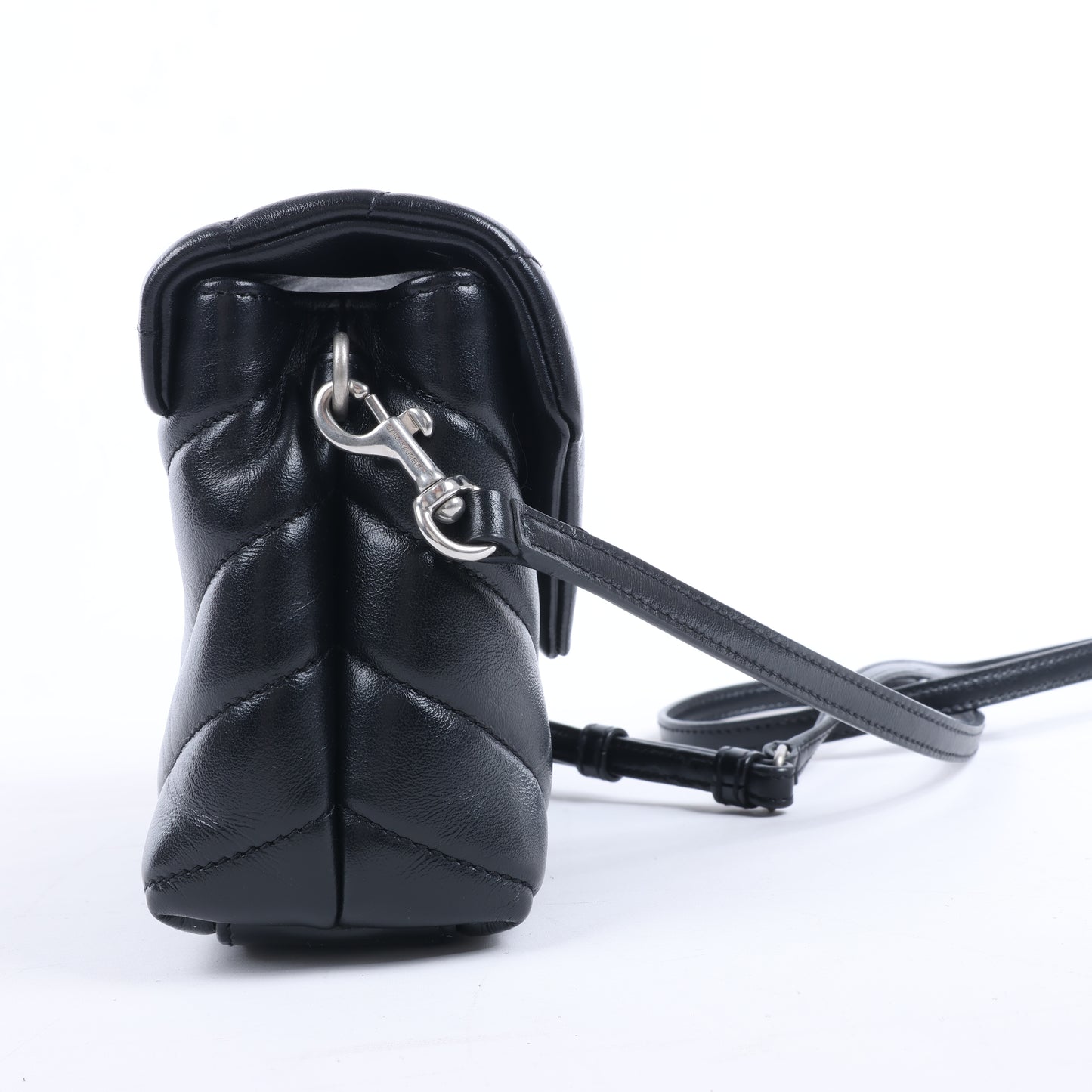 Sac bandoulière Loulou en cuir noir Saint Laurent Paris 467072