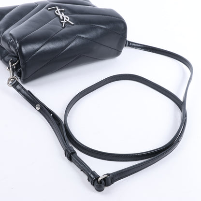 Sac bandoulière Loulou en cuir noir Saint Laurent Paris 467072