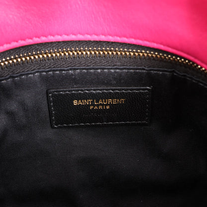 Saint Laurent Paris Loulou Puffer Leather Chain Shoulder Bag in Pink 620333