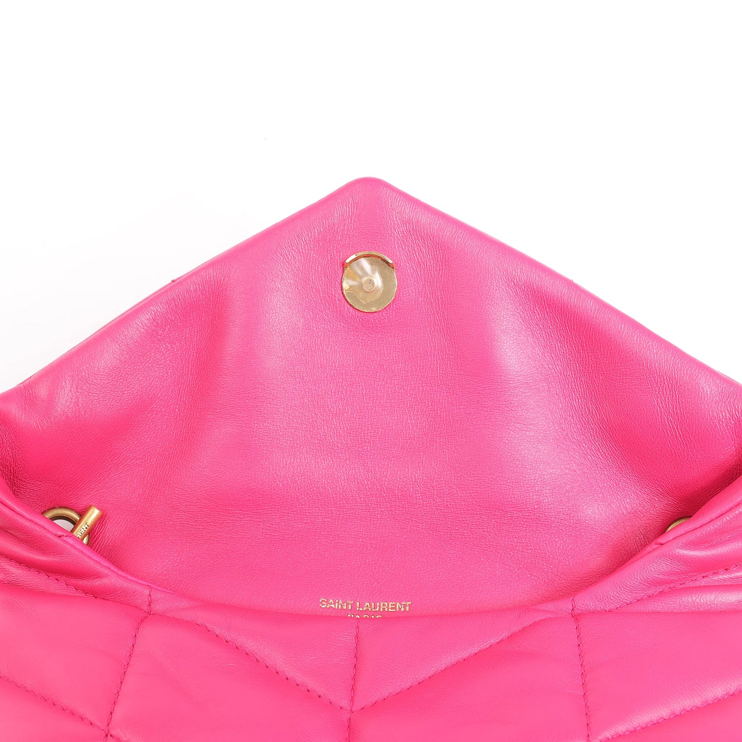 Saint Laurent Paris Loulou Puffer Leather Chain Shoulder Bag in Pink 620333