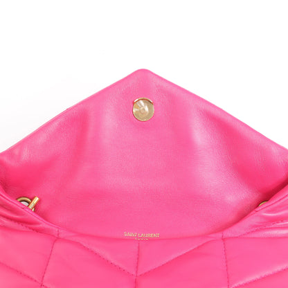 Saint Laurent Paris Loulou Puffer Leather Chain Shoulder Bag in Pink 620333