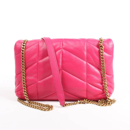 Saint Laurent Paris Loulou Puffer Leather Chain Shoulder Bag in Pink 620333
