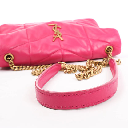 Saint Laurent Paris Loulou Puffer Leather Chain Shoulder Bag in Pink 620333