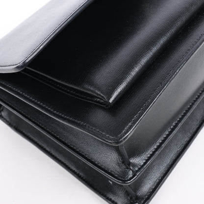 Sac bandoulière chaîne en cuir Sunset moyen Saint Laurent Paris, noir 498779