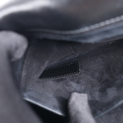 Sac bandoulière chaîne en cuir Sunset moyen Saint Laurent Paris, noir 498779