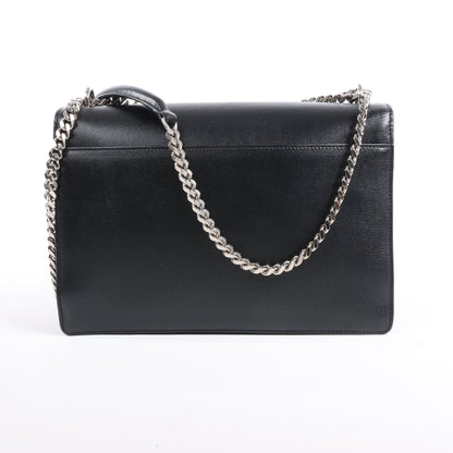 Sac bandoulière chaîne en cuir Sunset moyen Saint Laurent Paris, noir 498779