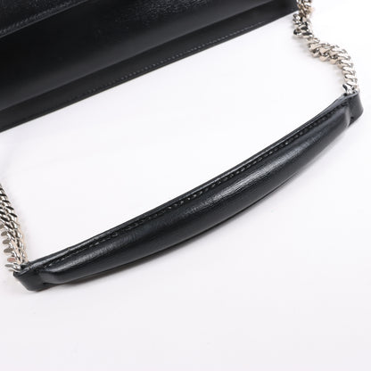 Sac bandoulière chaîne en cuir Sunset moyen Saint Laurent Paris, noir 498779