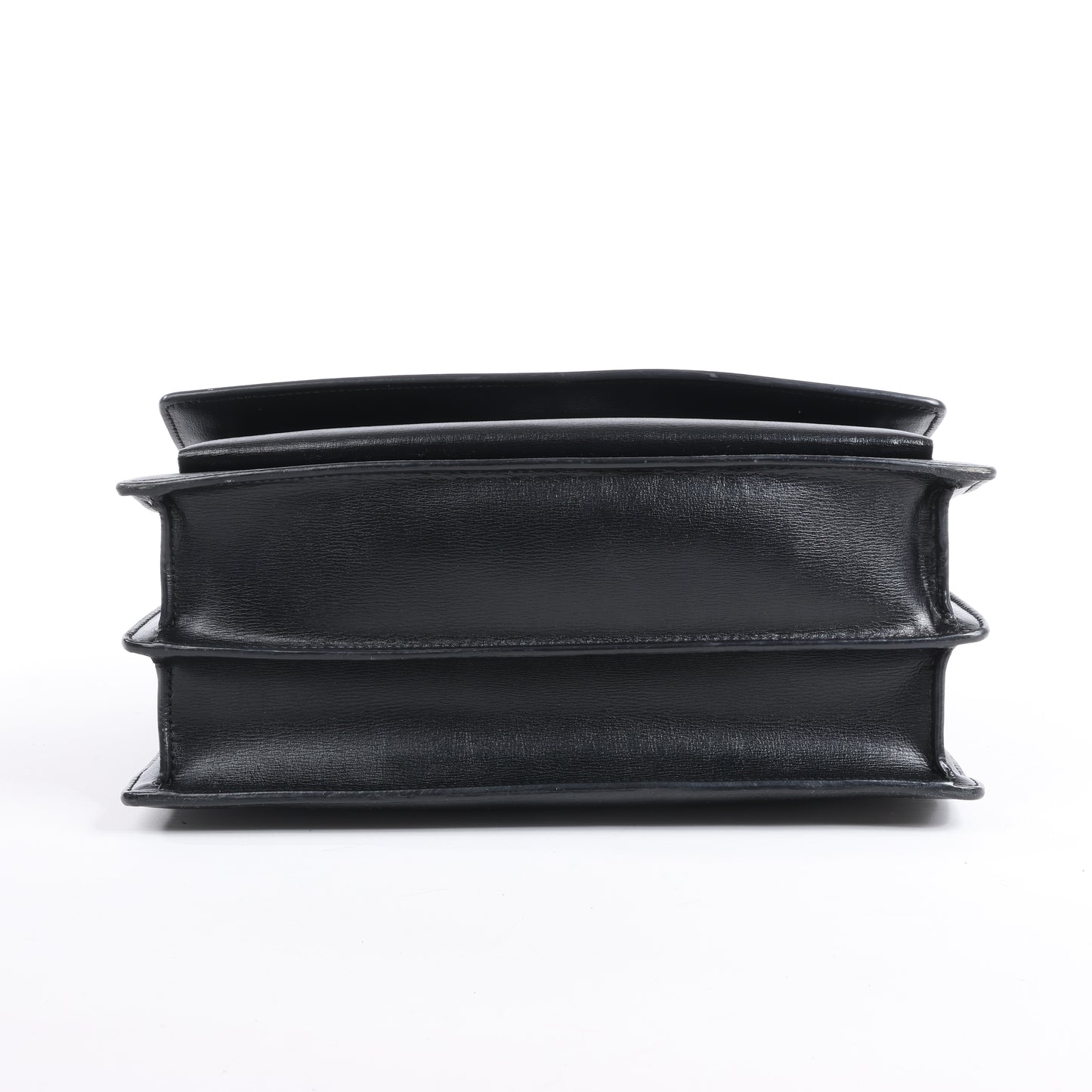 Sac bandoulière chaîne en cuir Sunset moyen Saint Laurent Paris, noir 498779