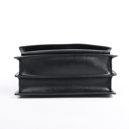 Sac bandoulière chaîne en cuir Sunset moyen Saint Laurent Paris, noir 498779