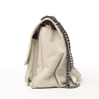 Saint Laurent Paris Niki Mittelgroße Schultertasche aus Leder mit Kettenriemen, Ecru, 633158