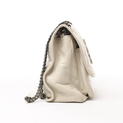 Saint Laurent Paris Niki Mittelgroße Schultertasche aus Leder mit Kettenriemen, Ecru, 633158