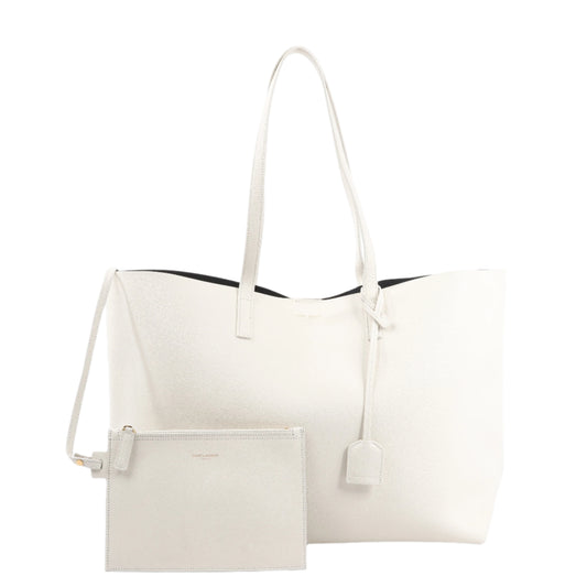 Saint Laurent Paris Sac Shopping Schultertasche aus Leder in Ecru 394195