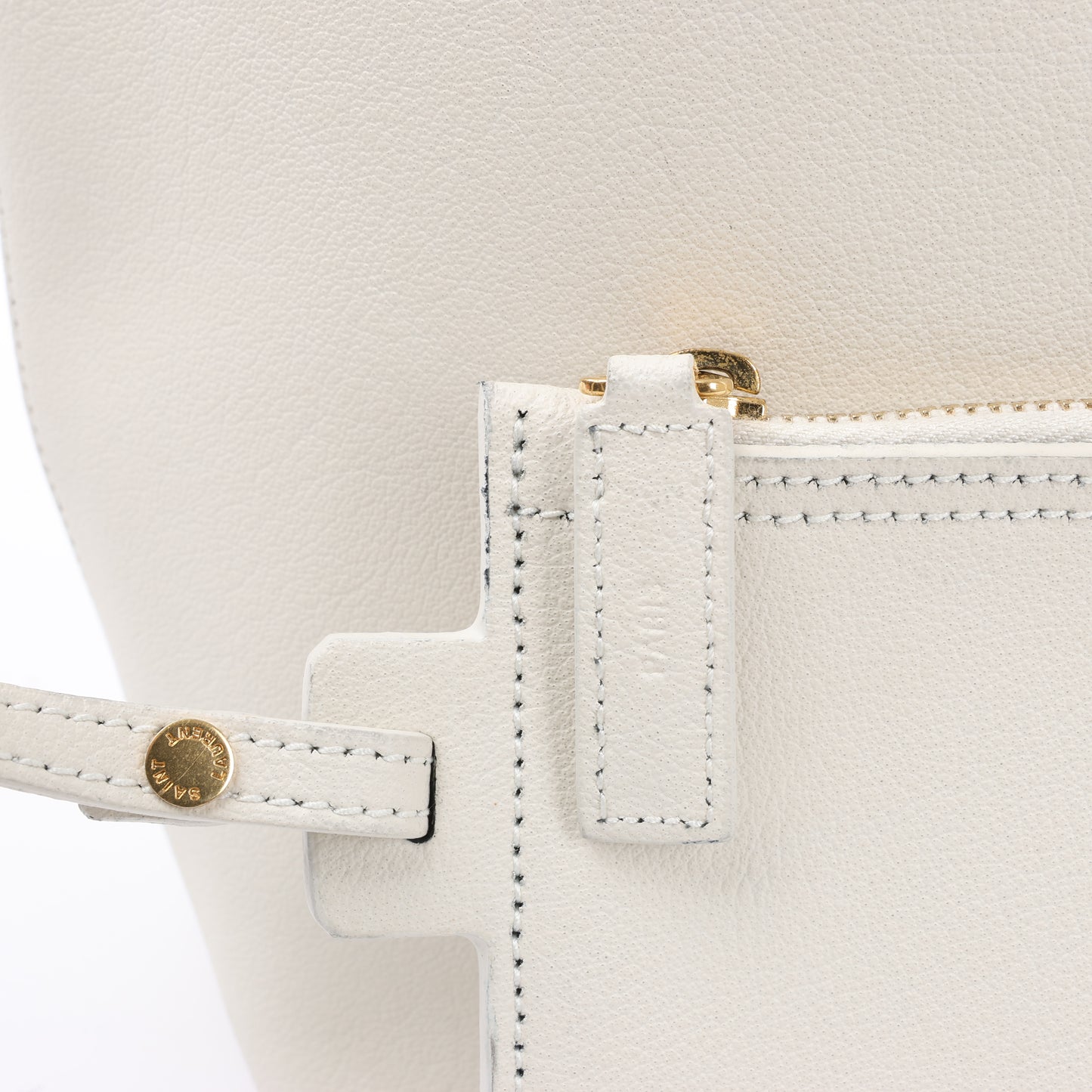 Saint Laurent Paris Sac Shopping Schultertasche aus Leder in Ecru 394195
