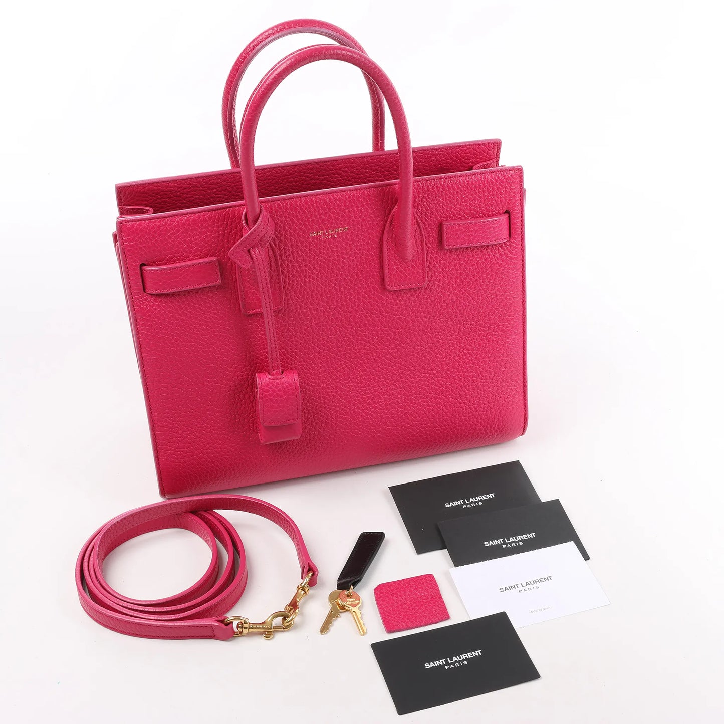 Saint Laurent Paris Sac de Jour Baby Leather Handbag in Pink 377183