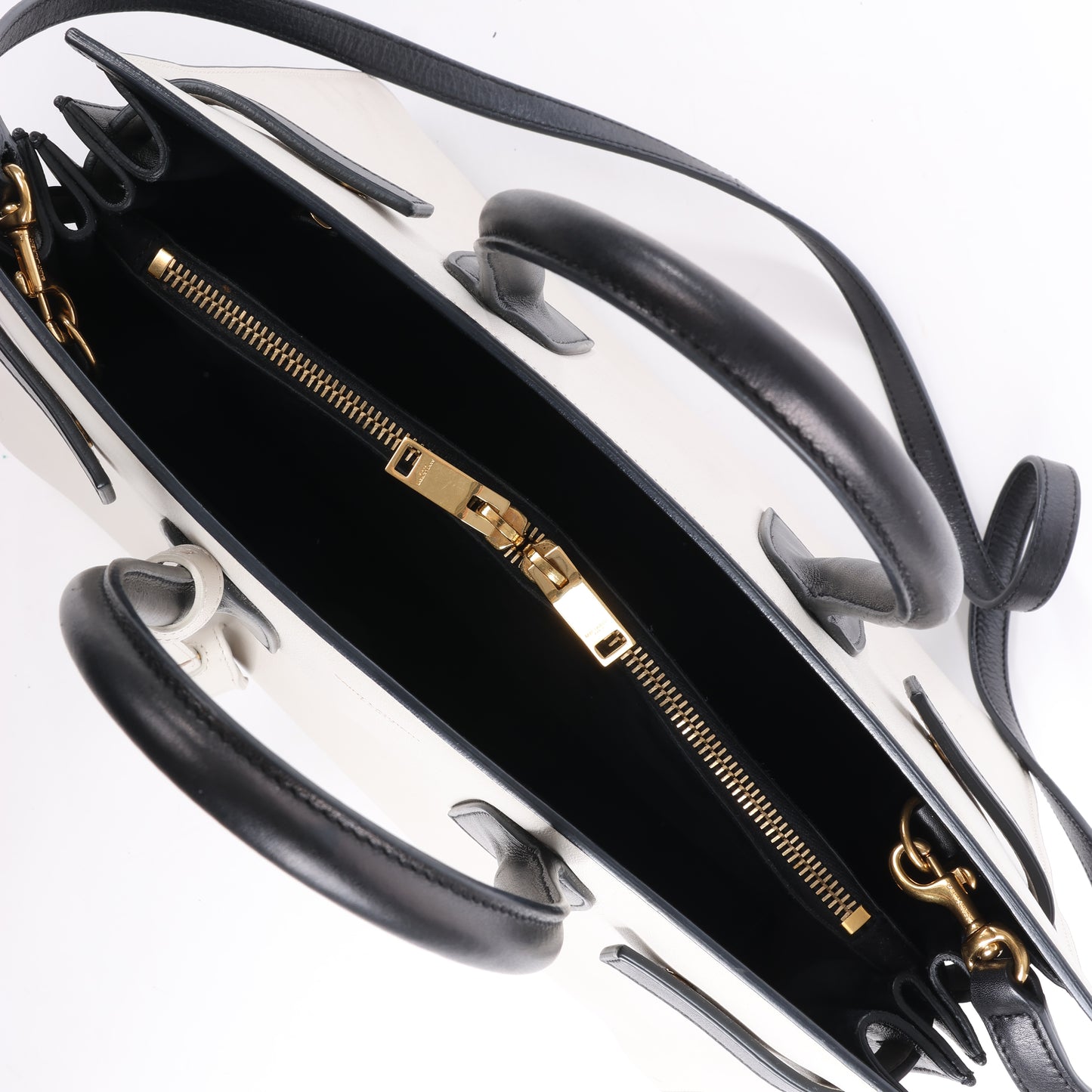 Sac à main double face en cuir Sac de Jour Saint Laurent Paris, noir et blanc 324823