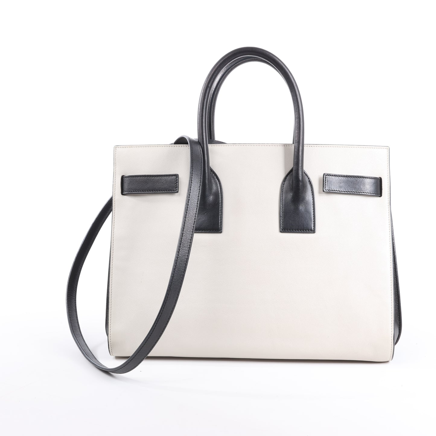 Sac à main double face en cuir Sac de Jour Saint Laurent Paris, noir et blanc 324823