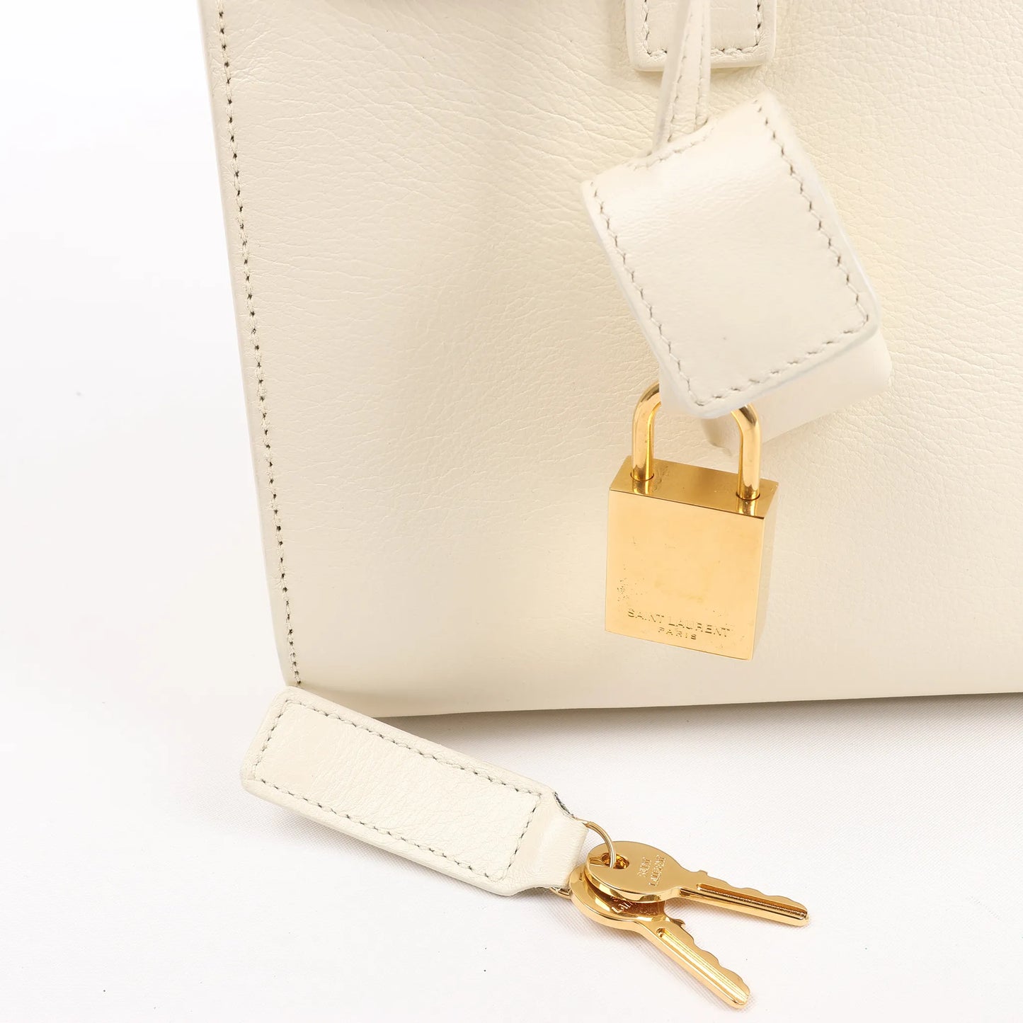 Saint Laurent Paris Sac de Jour Nano Leather 2Way Handbag Beige 340778