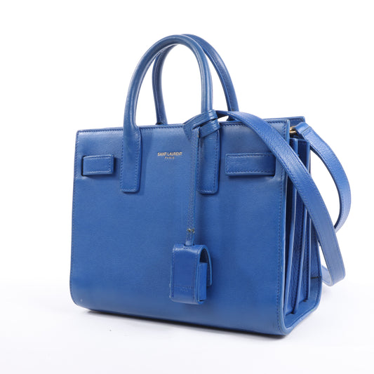 Saint Laurent Paris Sac de Jour 2-Wege-Lederhandtasche in Blau 340778