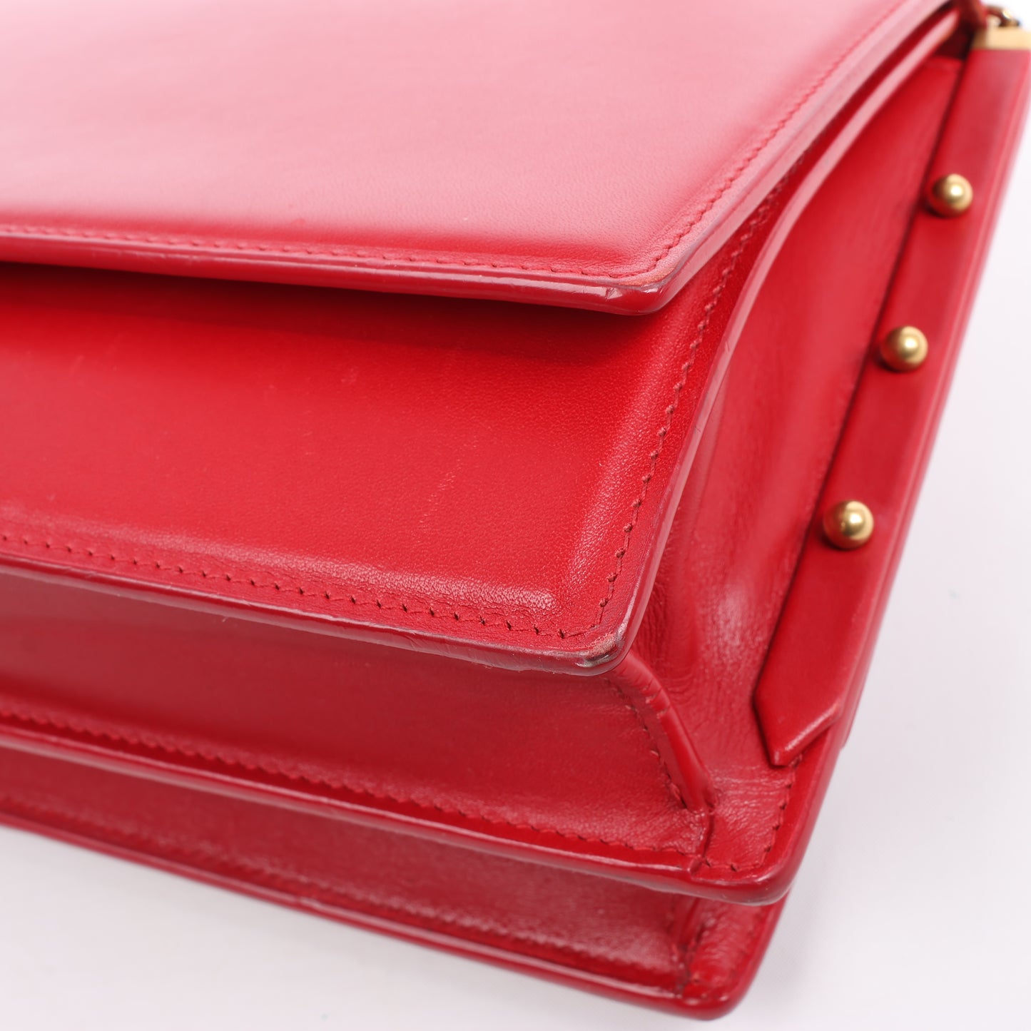 Saint Laurent Paris Zoe Leather Chain Shoulder Bag in Red 513667