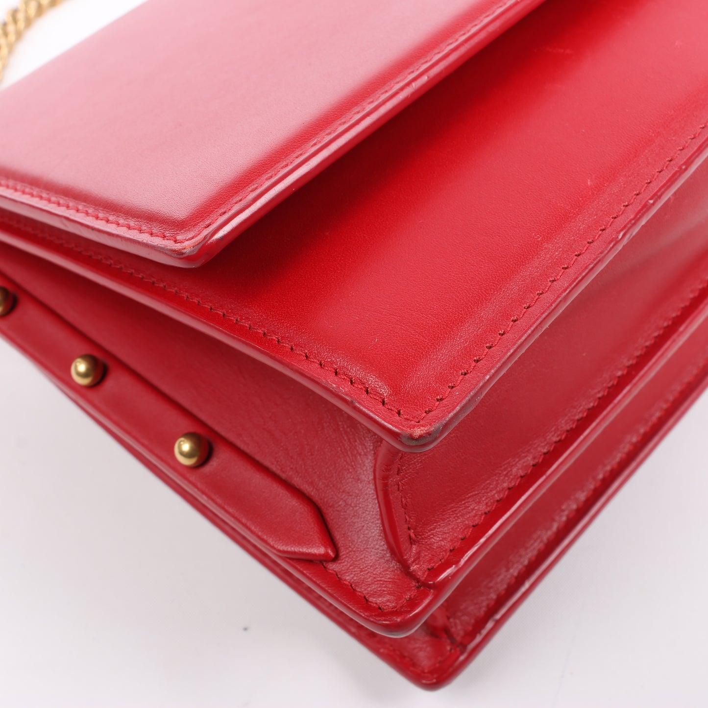 Saint Laurent Paris Zoe Leather Chain Shoulder Bag in Red 513667