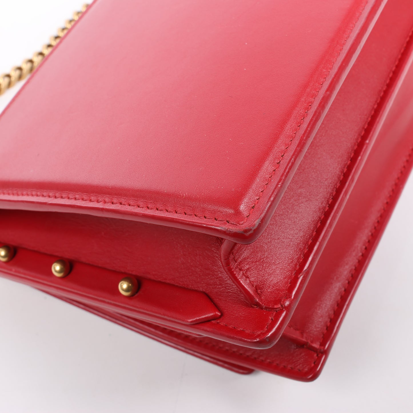Saint Laurent Paris Zoe Leather Chain Shoulder Bag in Red 513667