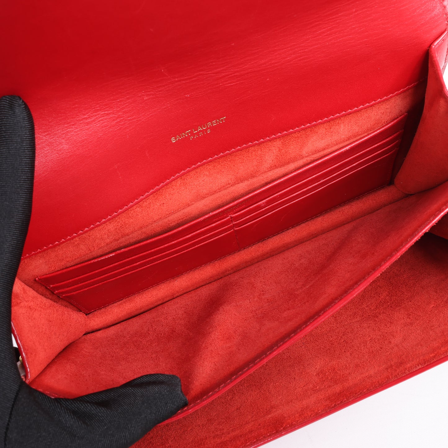 Saint Laurent Paris Zoe Leather Chain Shoulder Bag in Red 513667