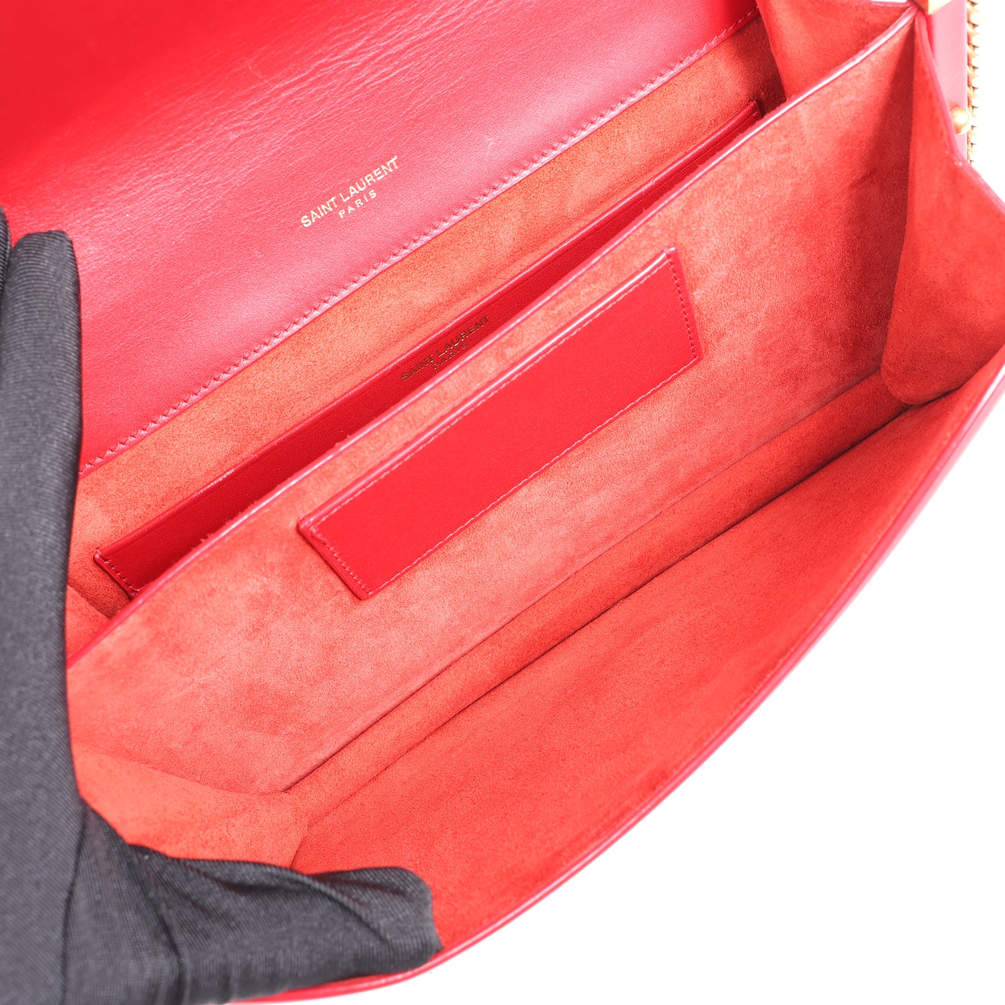 Saint Laurent Paris Zoe Leather Chain Shoulder Bag in Red 513667