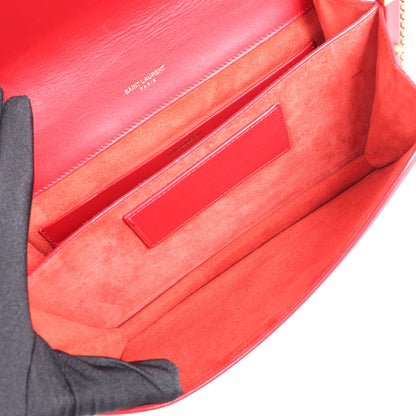 Saint Laurent Paris Zoe Leather Chain Shoulder Bag in Red 513667