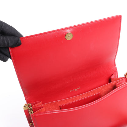 Saint Laurent Paris Zoe Leather Chain Shoulder Bag in Red 513667