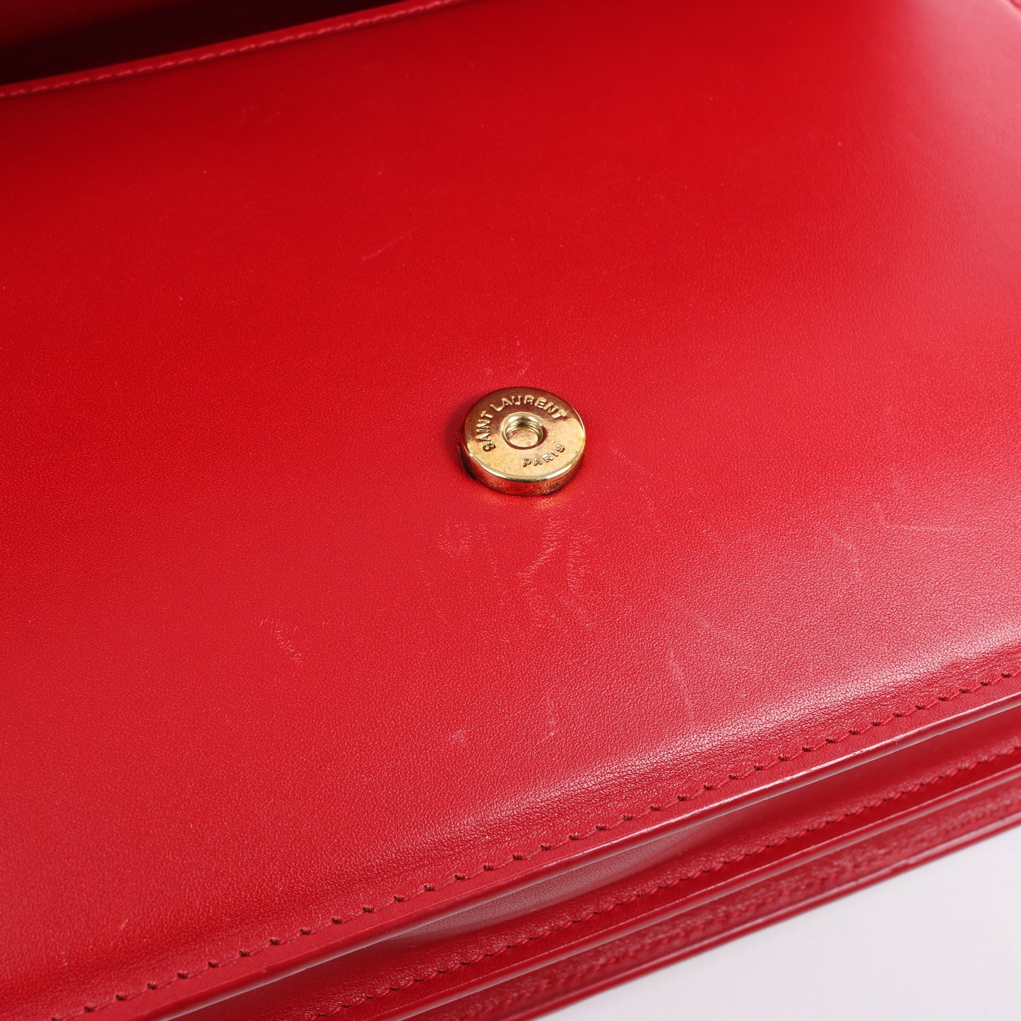 Saint Laurent Paris Zoe Leather Chain Shoulder Bag in Red 513667