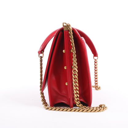 Saint Laurent Paris Zoe Leather Chain Shoulder Bag in Red 513667