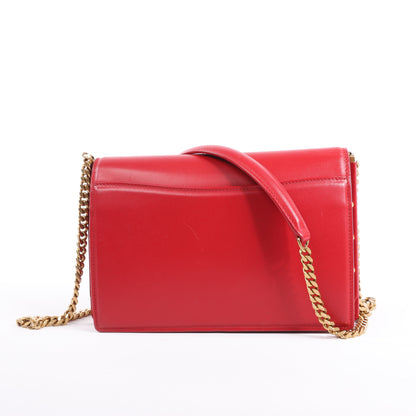 Saint Laurent Paris Zoe Leather Chain Shoulder Bag in Red 513667